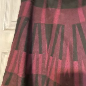 Burgundy and black plaid skirt.